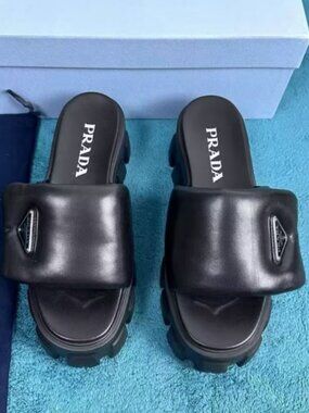 Prada Black Platform Slides